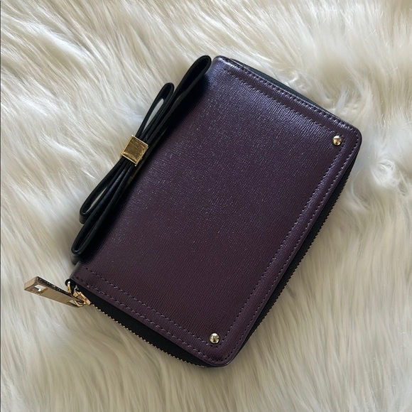 ALDO Purple Shimmer Wallet with Gold Hardware and Bow Detail - Picture 1 of 5